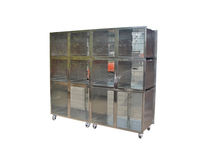 PJZS-04 4 2 Doors Stainless Steel Veterinary Animal Pet Display Cage Cage Cage